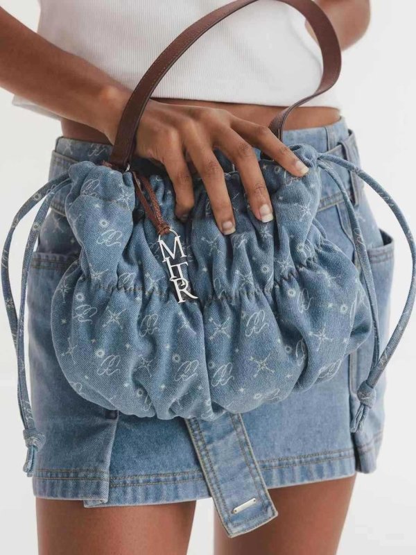 画像2: MERGE Denim Gathered Underarm Shoulder Tote Bag　ユニセックス男女兼用MERGEデニムギャザーアンダーアームショルダートートバッグ (2)