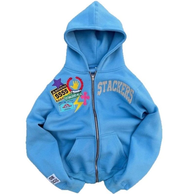 画像1: STACKERS pop pattern hoodie Sweatshirt ユニセックス男女兼用STACKERS ポップ柄 フーディスウェットパーカー トレーナー  (1)