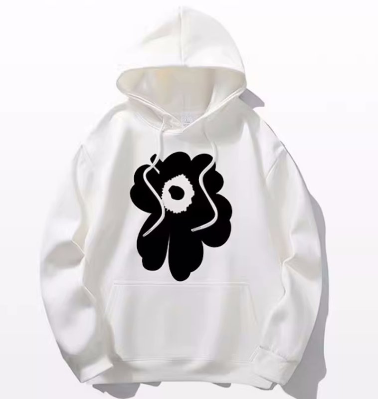 画像2: Asymmetrical Flower Print Hoodie Sweatshirt ユニセックス男女兼用 変形フラワープリントスウェットパーカー トレーナー  (2)