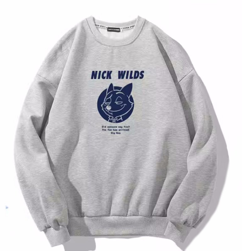 画像3: Unisex NICK WILDS fox print sweatshirt Crew Neck vintage sweatshirt Pullover ユニセックス 男女兼用 NICK WILDS キツネフォックスプリントスウェットトレーナー (3)