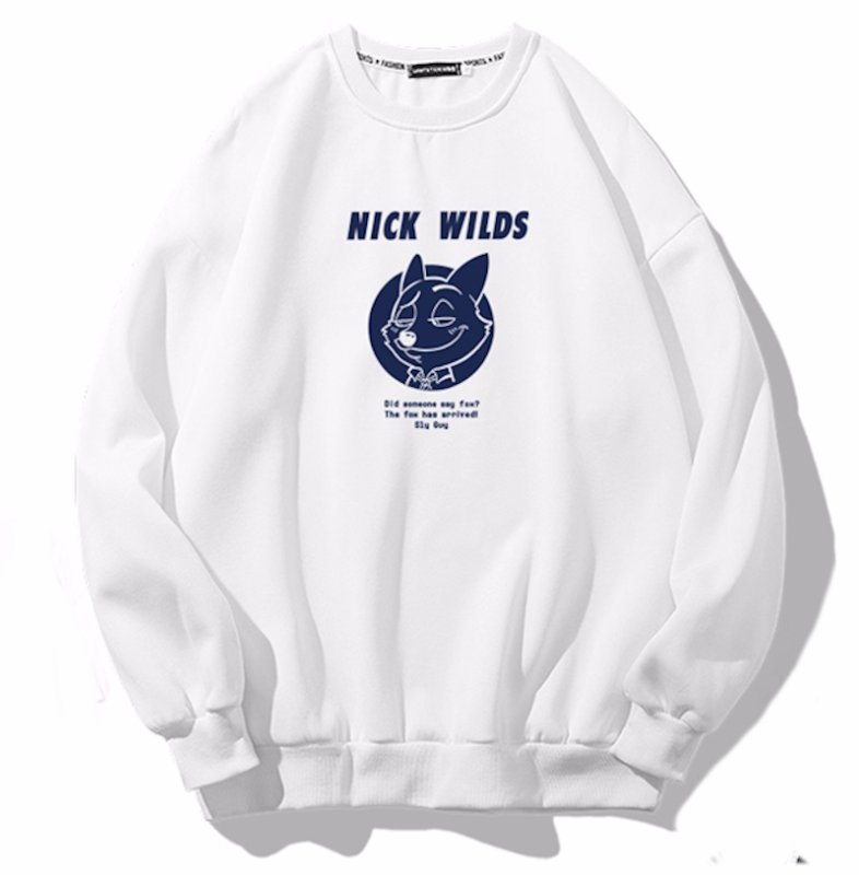 画像1: Unisex NICK WILDS fox print sweatshirt Crew Neck vintage sweatshirt Pullover ユニセックス 男女兼用 NICK WILDS キツネフォックスプリントスウェットトレーナー (1)