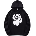画像1: Asymmetrical Flower Print Hoodie Sweatshirt ユニセックス男女兼用 変形フラワープリントスウェットパーカー トレーナー  (1)