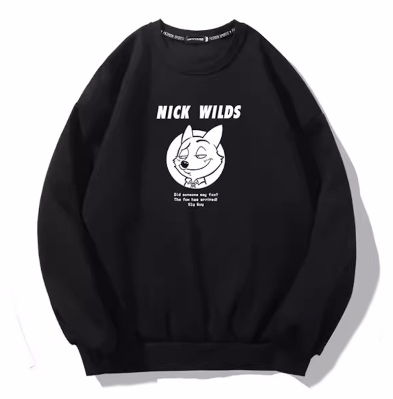 画像2: Unisex NICK WILDS fox print sweatshirt Crew Neck vintage sweatshirt Pullover ユニセックス 男女兼用 NICK WILDS キツネフォックスプリントスウェットトレーナー (2)