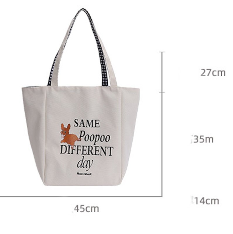 画像7: MuziKai Dog & Cat Reversible Tote Shoulder Shopping Eco Bag　ユニセックス男女兼用ドッグ＆キャットリバーシブルトートショルダーショッピング通勤通学バッグ (7)