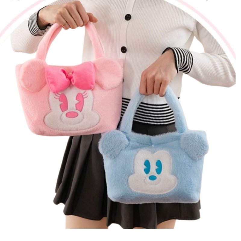 画像4: Mickey & Minnie & Lotso fur fluffy tote bag　ユニセックス男女兼用ミッキー＆ミニー＆ロッツォファーモコモコトートショルダーバッグ (4)