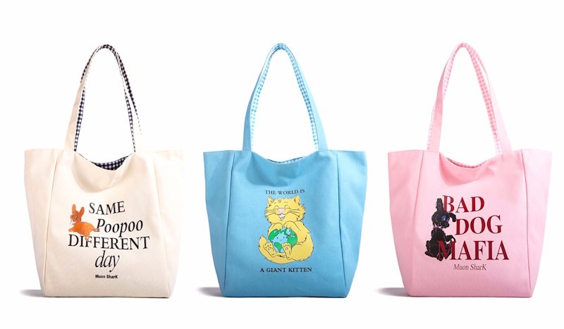 画像11: MuziKai Dog & Cat Reversible Tote Shoulder Shopping Eco Bag　ユニセックス男女兼用ドッグ＆キャットリバーシブルトートショルダーショッピング通勤通学バッグ (11)