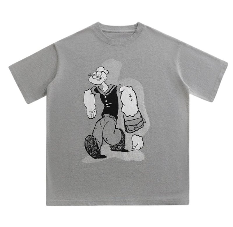 画像2: popeye cartoon print Tshirt  　ユニセックス 男女兼用ポパイ プリント半袖  Tシャツ (2)
