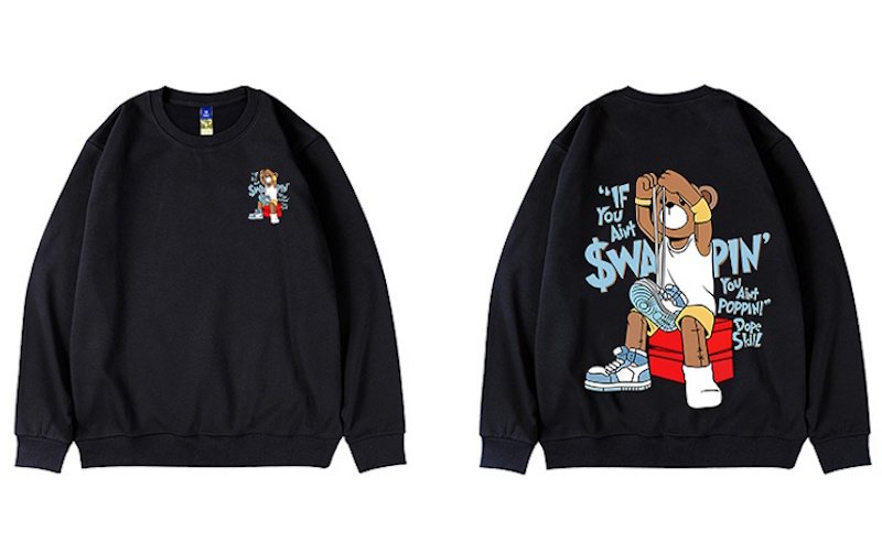 画像1: UnisexHip Hop Basket Bear Oversized Sweatshirt (Plus Size Available) Pullover ユニセックス 男女兼用ヒップホップバスケットベアオーバーサイズスウェット プラスサイズありトレーナー (1)