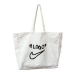 画像1: "LOGO" Swoosh canvas Unisex tote bag 男女兼用 スウォッシュ ロゴ スウッシュ コットン トートバッグ (1)