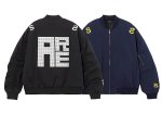 画像1: High street logo embroidered stand-collar flight jacket Baseball MA1 jacket　ユニセックス 男女兼用ハイストリートロゴ文字刺繍スタンドカラーフライトジャケット ベースボールMA1ジャケット (1)