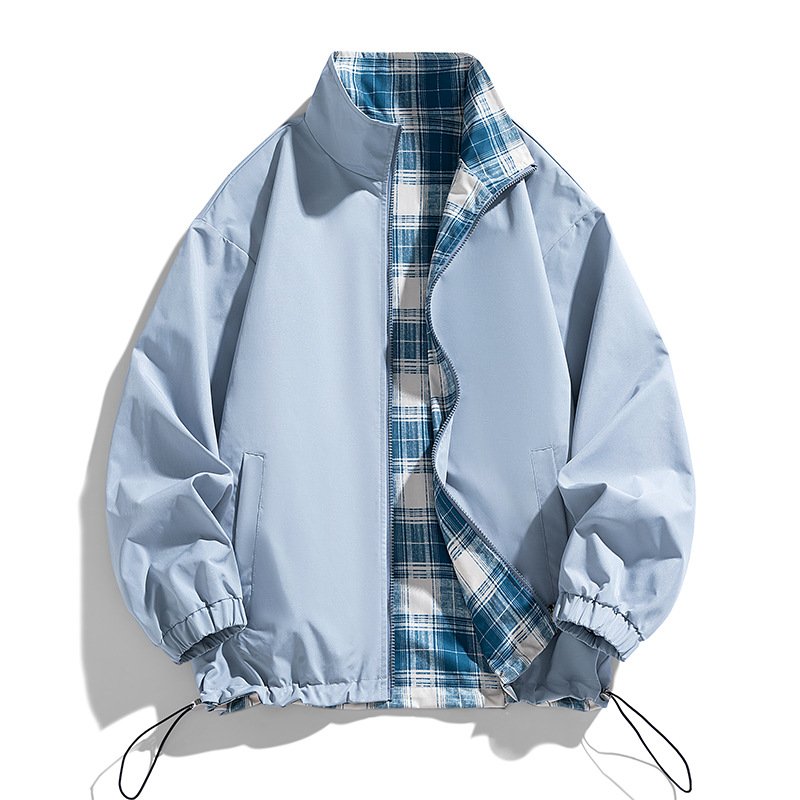 画像3: Reversible Zip-Up Stand-Collar  jacket ユニセックス 男女兼用 リバーシブルジップアップスタンドカラージャケット (3)