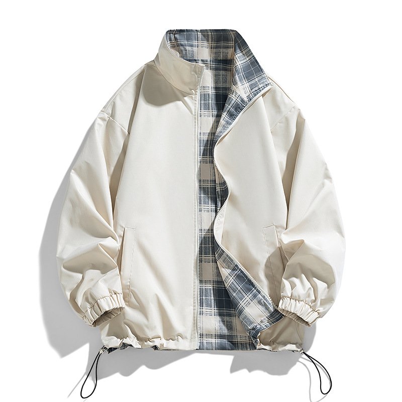 画像4: Reversible Zip-Up Stand-Collar  jacket ユニセックス 男女兼用 リバーシブルジップアップスタンドカラージャケット (4)