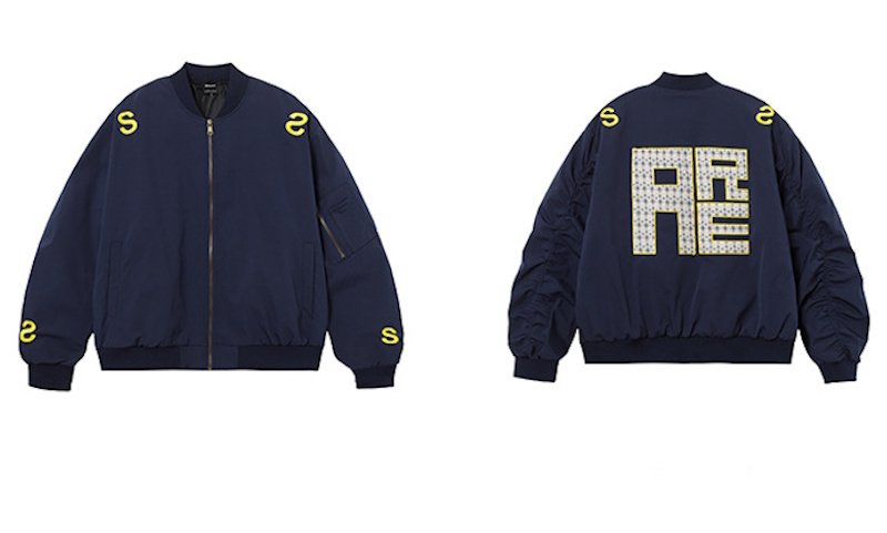 画像3: High street logo embroidered stand-collar flight jacket Baseball MA1 jacket　ユニセックス 男女兼用ハイストリートロゴ文字刺繍スタンドカラーフライトジャケット ベースボールMA1ジャケット (3)