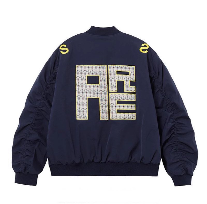 画像5: High street logo embroidered stand-collar flight jacket Baseball MA1 jacket　ユニセックス 男女兼用ハイストリートロゴ文字刺繍スタンドカラーフライトジャケット ベースボールMA1ジャケット (5)