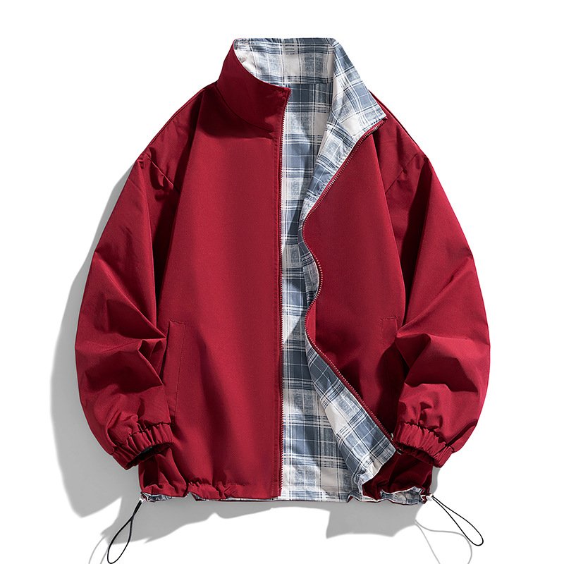 画像2: Reversible Zip-Up Stand-Collar  jacket ユニセックス 男女兼用 リバーシブルジップアップスタンドカラージャケット (2)