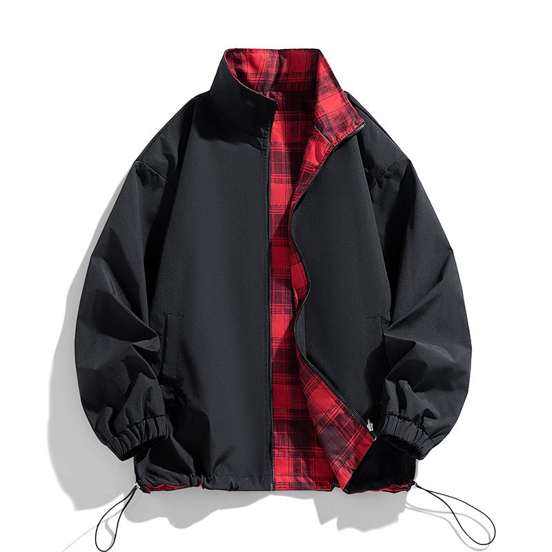 画像1: Reversible Zip-Up Stand-Collar  jacket ユニセックス 男女兼用 リバーシブルジップアップスタンドカラージャケット (1)