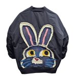 画像1: Rabbit Emblem Embroidered Stadium Jacket MA1 Jacket　 ユニセックス 男女兼用 ラビットエンブレム刺繍スタジャンスタジアムジャンバー MA1ジャケット (1)