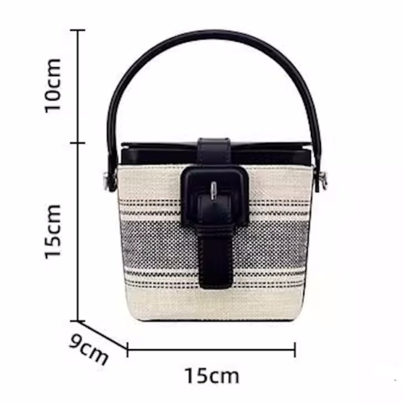 画像5: Striped Bucket Shoulder Crossbody Tote Bag　 ストライプバケットショルダークロスボディトートバッグ (5)