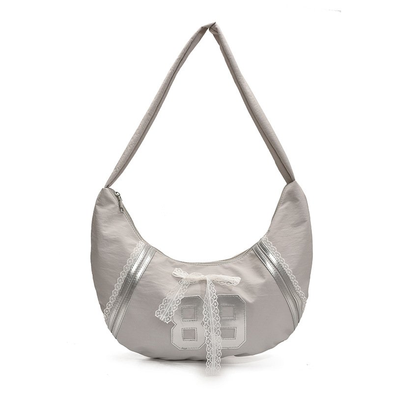 画像1: 89 Number Line & Lace Croissant Half-Moon Shoulder Bag Crossbody Bag  89ナンバーライン＆レースクロワッサン半月ショルダー クロスボディバッグ (1)