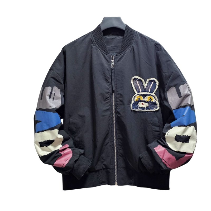 画像5: Rabbit Emblem Embroidered Stadium Jacket MA1 Jacket　 ユニセックス 男女兼用 ラビットエンブレム刺繍スタジャンスタジアムジャンバー MA1ジャケット (5)