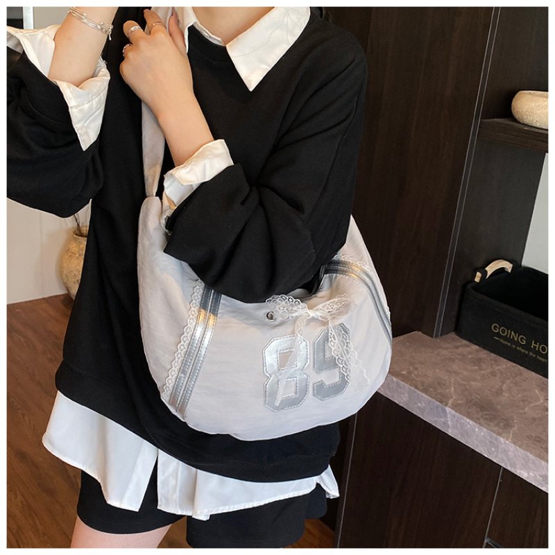 画像7: 89 Number Line & Lace Croissant Half-Moon Shoulder Bag Crossbody Bag  89ナンバーライン＆レースクロワッサン半月ショルダー クロスボディバッグ (7)