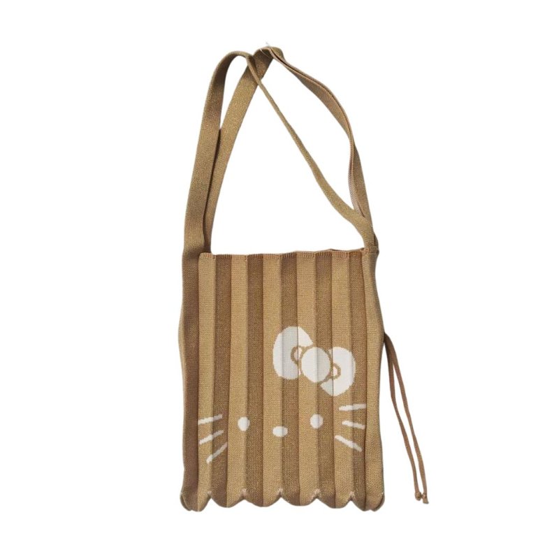 画像4: Kitty Pleated Accordion Knit Bag shopping Tote Bag   キティプリーツアコーディオンニットバッグトートバッグ (4)