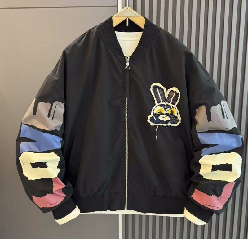 画像6: Rabbit Emblem Embroidered Stadium Jacket MA1 Jacket　 ユニセックス 男女兼用 ラビットエンブレム刺繍スタジャンスタジアムジャンバー MA1ジャケット (6)