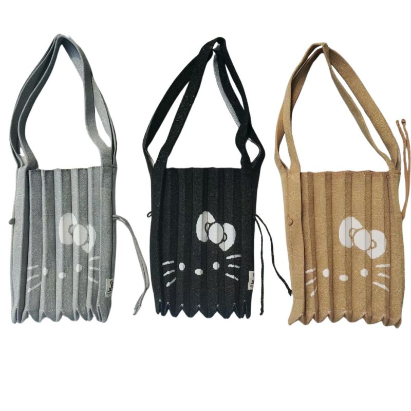 画像7: Kitty Pleated Accordion Knit Bag shopping Tote Bag   キティプリーツアコーディオンニットバッグトートバッグ (7)