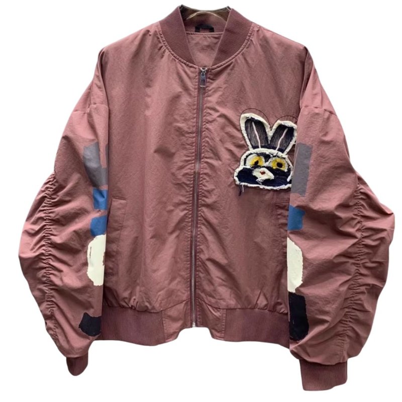 画像4: Rabbit Emblem Embroidered Stadium Jacket MA1 Jacket　 ユニセックス 男女兼用 ラビットエンブレム刺繍スタジャンスタジアムジャンバー MA1ジャケット (4)