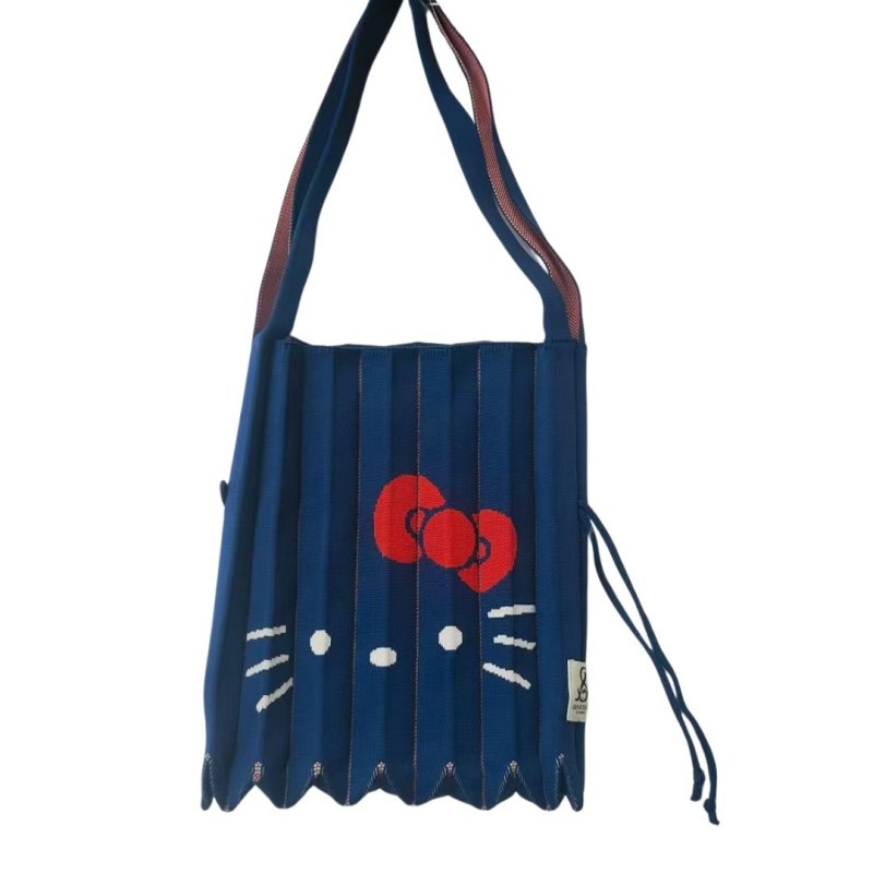 画像2: Kitty Pleated Accordion Knit Bag shopping Tote Bag   キティプリーツアコーディオンニットバッグトートバッグ (2)