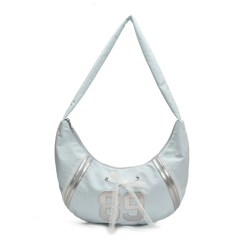 画像3: 89 Number Line & Lace Croissant Half-Moon Shoulder Bag Crossbody Bag  89ナンバーライン＆レースクロワッサン半月ショルダー クロスボディバッグ (3)