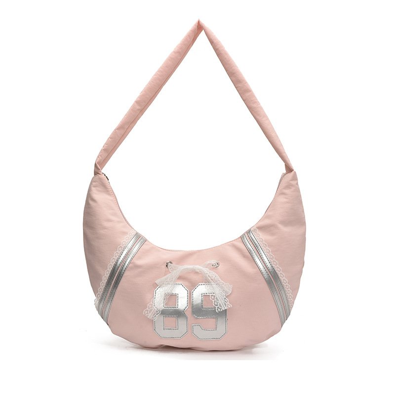 画像2: 89 Number Line & Lace Croissant Half-Moon Shoulder Bag Crossbody Bag  89ナンバーライン＆レースクロワッサン半月ショルダー クロスボディバッグ (2)