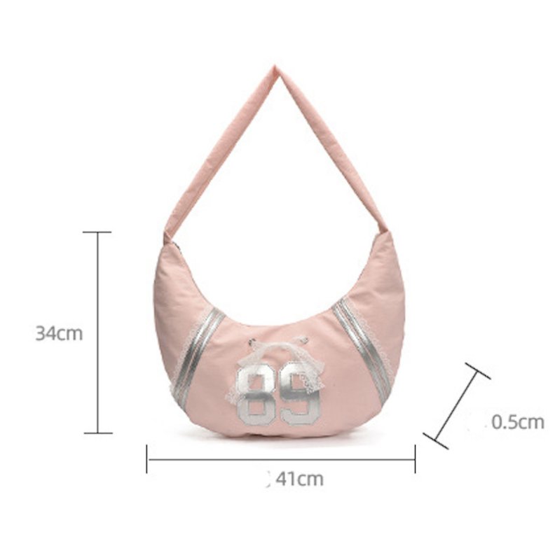 画像4: 89 Number Line & Lace Croissant Half-Moon Shoulder Bag Crossbody Bag  89ナンバーライン＆レースクロワッサン半月ショルダー クロスボディバッグ (4)