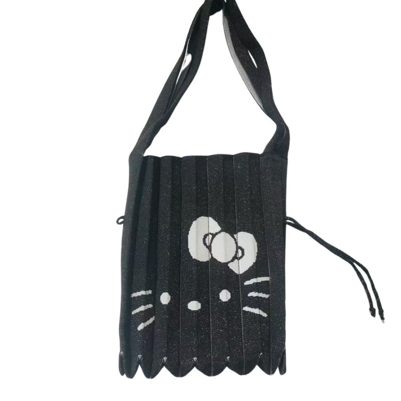 画像5: Kitty Pleated Accordion Knit Bag shopping Tote Bag   キティプリーツアコーディオンニットバッグトートバッグ (5)