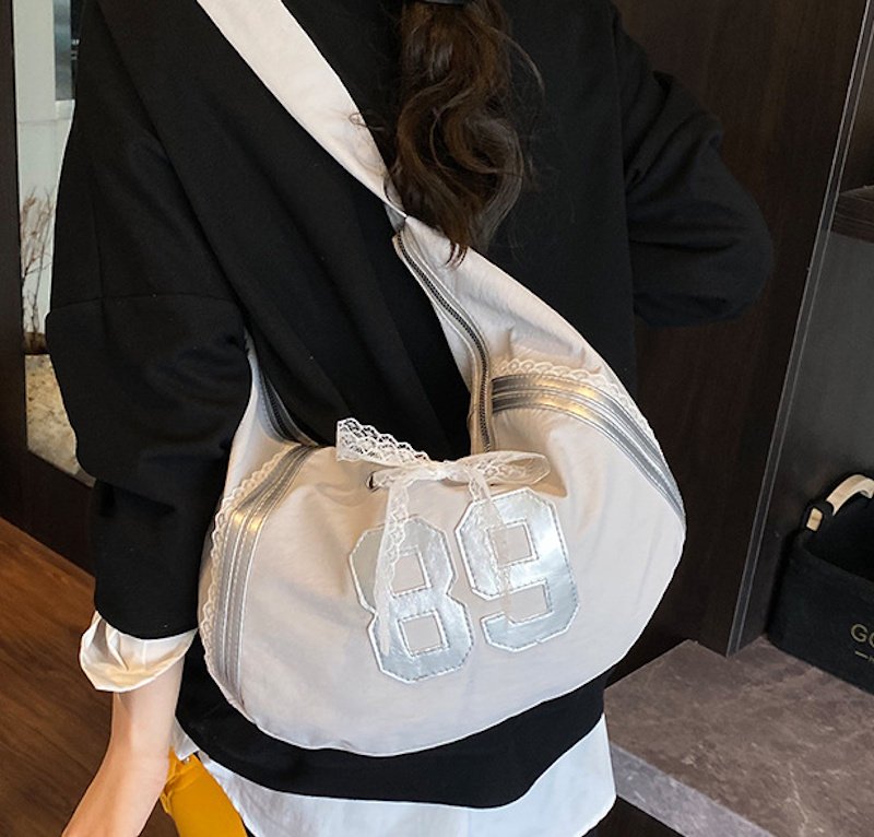 画像6: 89 Number Line & Lace Croissant Half-Moon Shoulder Bag Crossbody Bag  89ナンバーライン＆レースクロワッサン半月ショルダー クロスボディバッグ (6)