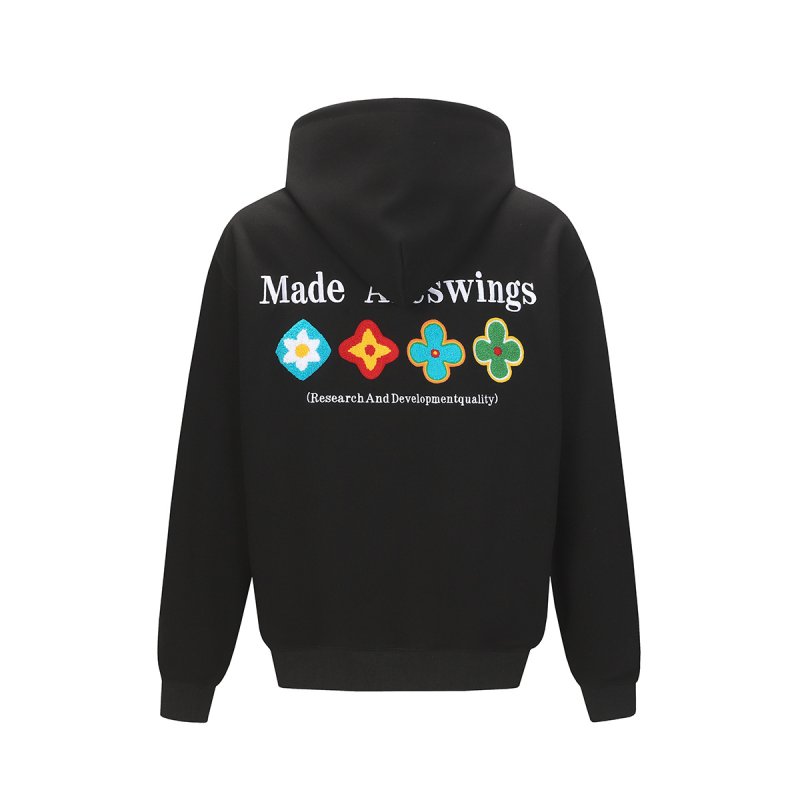 画像2: Flower Print Stylish Hoodie Hoodie Sweatshirt ユニセックス男女兼用 フラワープリントスウェットパーカー トレーナー  (2)