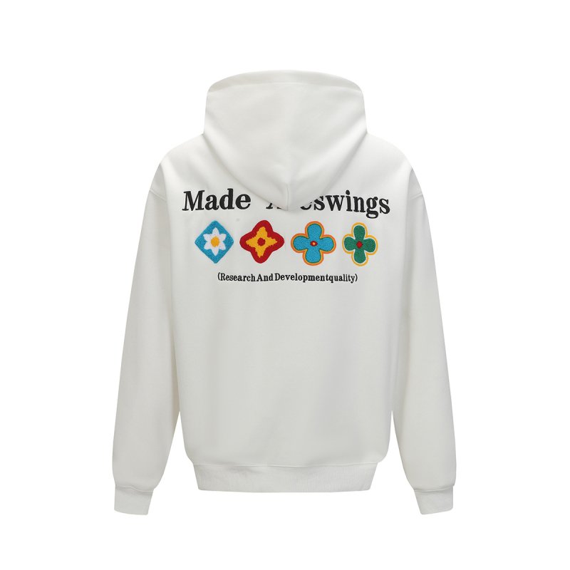 画像1: Flower Print Stylish Hoodie Hoodie Sweatshirt ユニセックス男女兼用 フラワープリントスウェットパーカー トレーナー  (1)
