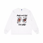 画像1: Hello Kitty Band Print Long Sleeve T-Shirt 　ユニセックス 男女兼用キティーバンドプリント長袖  Tシャツスウェット (1)