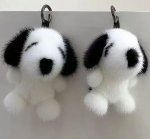 画像3: Faux Mink Snoopy Charm Keychain charm accessories 　フェイクミンクスヌーピーキーリング キーフォルダー チャーム アクセサリー (3)