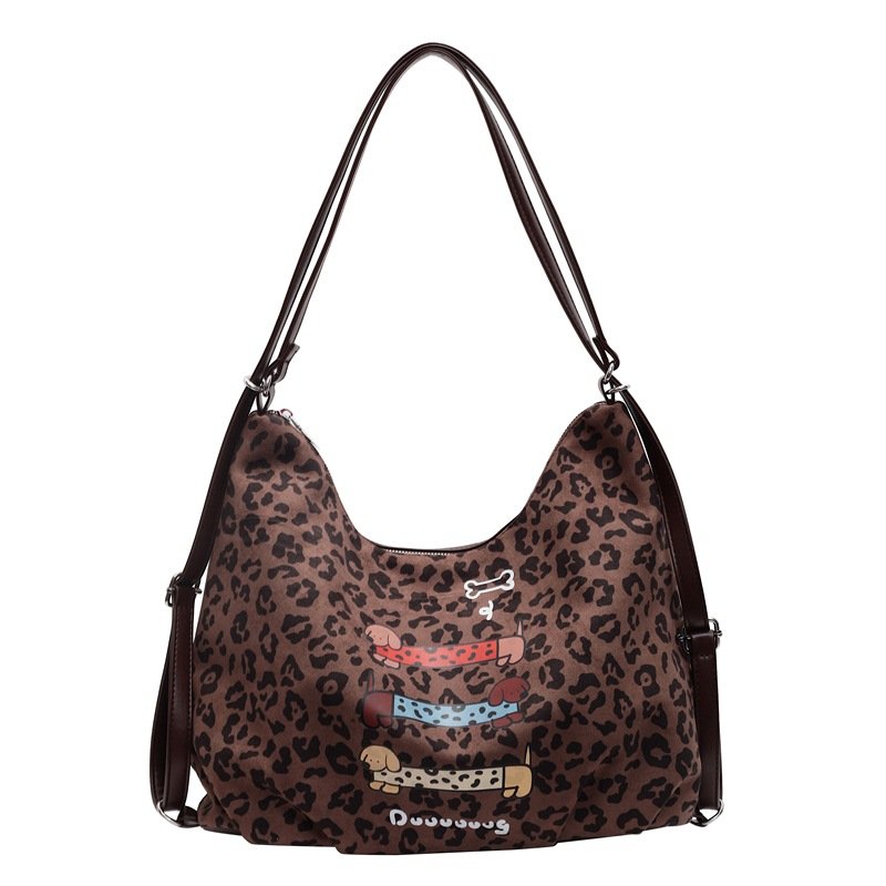 画像2: Dog print leopard print tote shoulder backpack bag 3-Way Bag 　ドッグプリントヒョウ柄トートショルダーバックパックバッグ (2)