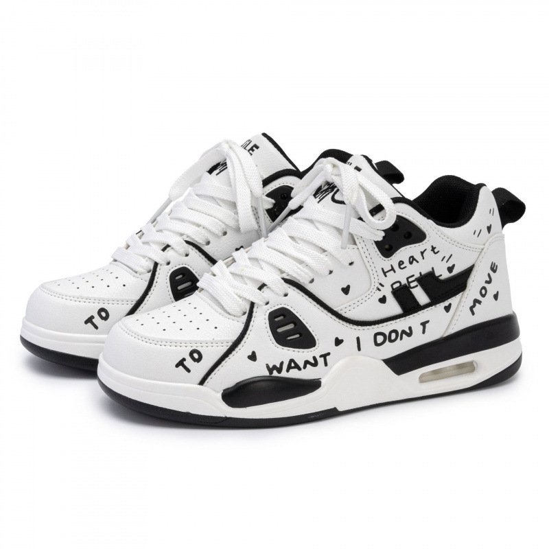 画像4: Painted High Top Leather Sneakers ユニセックス男女兼用ペイントハイカットレザー スニーカー レースアップ (4)