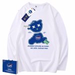 画像1: NASA x Bearbrick kaws Print Long Sleeve T-Shirt 　ユニセックス 男女兼用ナサ×ベアブリックカウズプリント長袖  Tシャツスウェット (1)