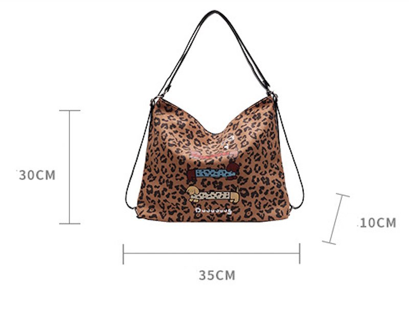 画像6: Dog print leopard print tote shoulder backpack bag 3-Way Bag 　ドッグプリントヒョウ柄トートショルダーバックパックバッグ (6)