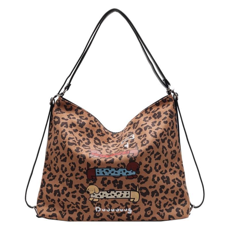 画像1: Dog print leopard print tote shoulder backpack bag 3-Way Bag 　ドッグプリントヒョウ柄トートショルダーバックパックバッグ (1)