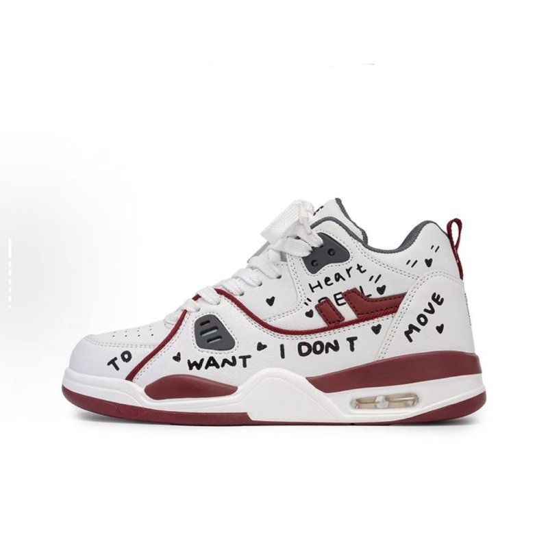 画像2: Painted High Top Leather Sneakers ユニセックス男女兼用ペイントハイカットレザー スニーカー レースアップ (2)