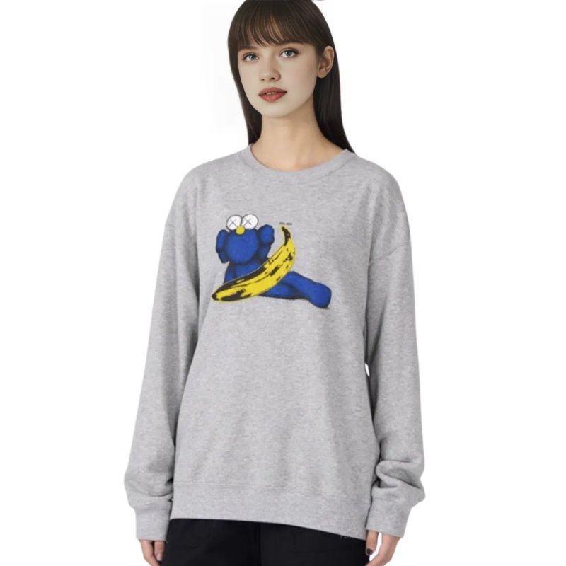 画像1: Unisex Sesamy Street KAWS+Warhol Banana Print Sweat ユニセックス 男女兼用セサミーストリートカウズ × アンディ・ウォーホル バナナプリントスウェット トレーナー (1)