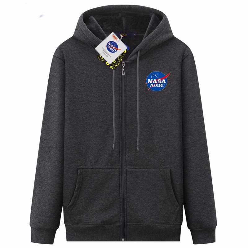 画像2: NASA logo zip-up hoodie Hoodie Sweatshirt ユニセックス男女兼用 ナサプリントジップアップスウェットパーカー トレーナー  (2)