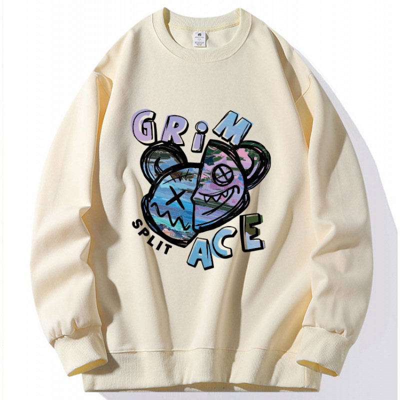 画像4: Unisex Half & Half kaws Bear Print Sweatshirt Pullover ユニセックス 男女兼用ハーフ＆ハーフカウズベアプリントスウェット トレーナー (4)