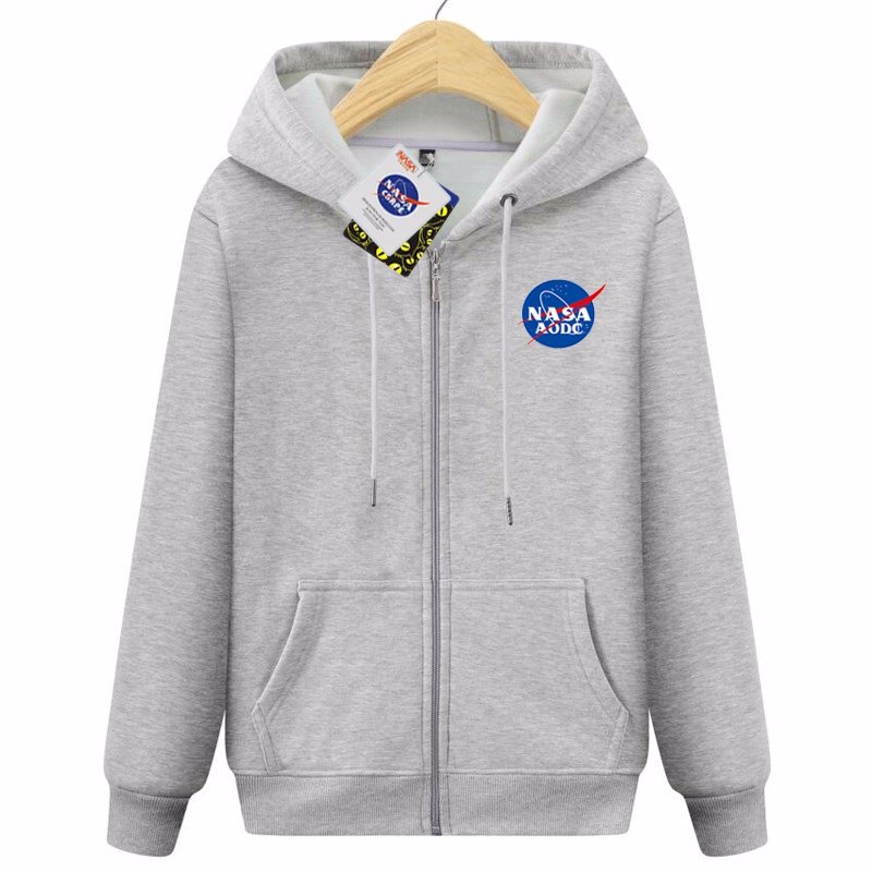 画像4: NASA logo zip-up hoodie Hoodie Sweatshirt ユニセックス男女兼用 ナサプリントジップアップスウェットパーカー トレーナー  (4)