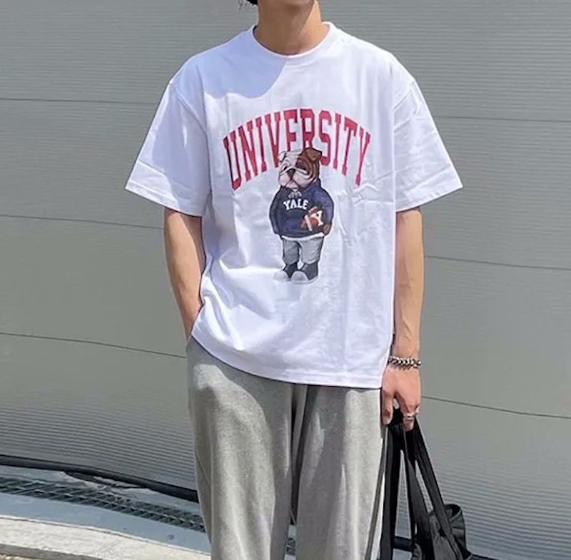 画像5: University & Bulldog Short Sleeve t-shirt　ユニセックス 男女兼用ユニバーシティ＆ブルドッグプリント半袖  Tシャツ (5)